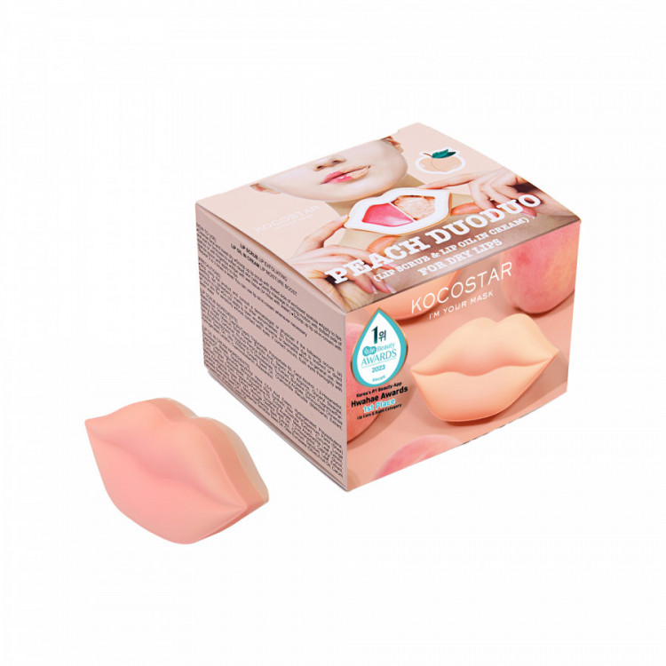 Duo gommage et huile crèmeuse lèvres Peach Duoduo