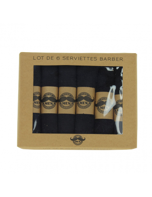 Lot de 6 serviettes en coton barber Noire