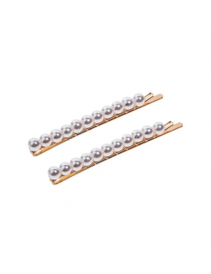 Lot de 2 pinces-guiches de 11 perles Blanche