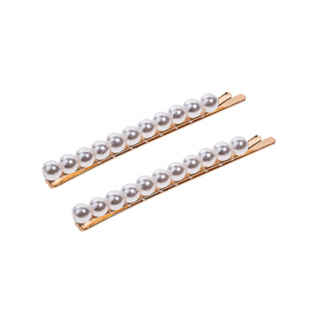 Lot de 2 pinces-guiches de 11 perles Blanche