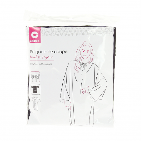 Peignoir impermeable noir toucher soyeux avec liens TU