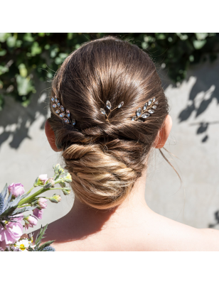 Lot de 3 épingles à chignon dorées avec cristaux