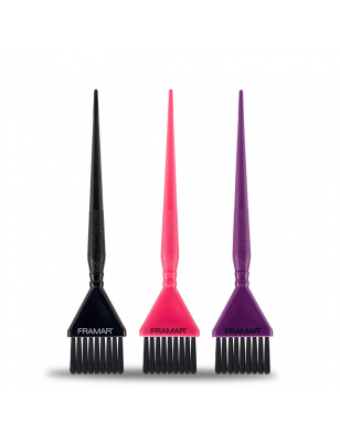 Lot de 3 pinceaux de coloration Noir Violet & Rose