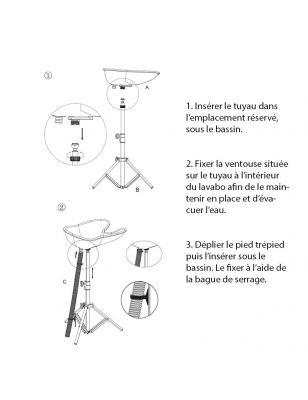 Lave tête pliable & portatif Noir