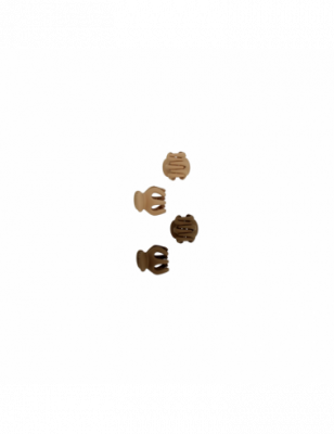 Lot de 4 petites pinces rondes Beige et marron